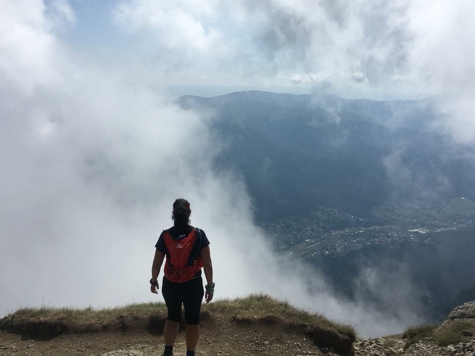 View from the summit through clouds